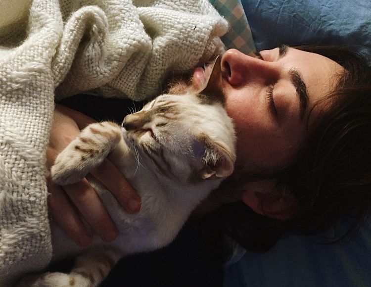 sleeping with cat